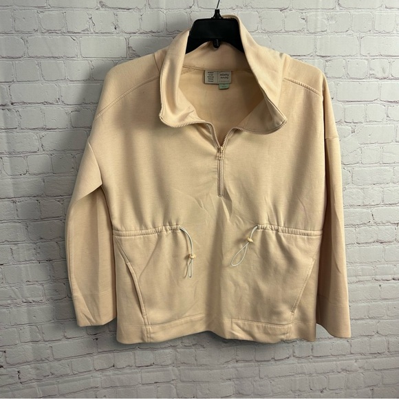 Saturday Sunday by Anthropologie peach cowl neck half zip jacket XS pockets chic - Picture 2 of 8